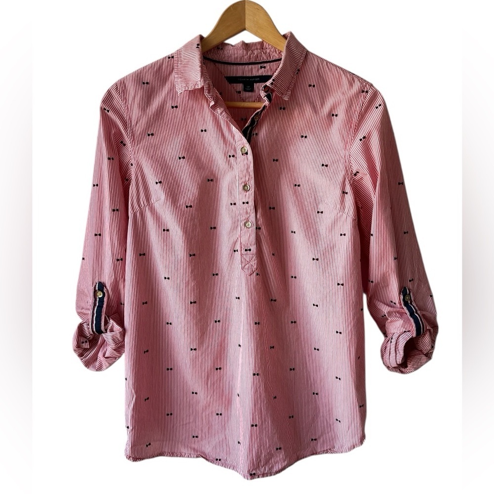 Tommy Hilfiger Women's Pink Shirt With Bow Logo